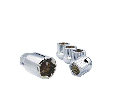 Chrome Open Bulge Acorn Lock Set for Aftermarket Wheels; M12x1.5; Set of 4 (19-26 Bronco Sport)