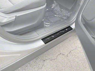 Door Sill Protection Overlays with Mountatin Logo; Gray (21-25 Bronco Sport)