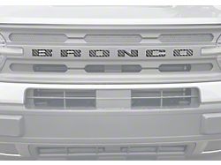 Front Grille Letter Overlays; Reflective Black Topo (21-25 Bronco Sport)