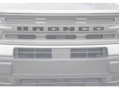 Front Grille Letters Overlays; Reflective Black Topo with Red Outline (21-25 Bronco Sport)
