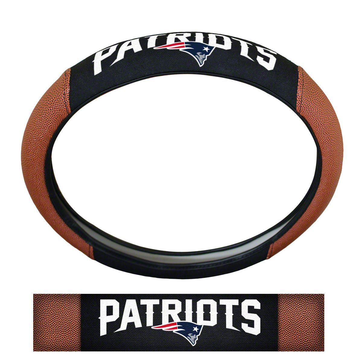 Bronco Sport Grip Steering Wheel Cover with New England Patriots Logo
