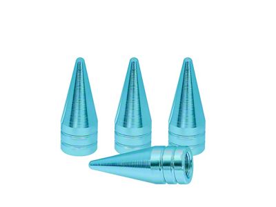 Light Blue Spike Valve Caps; 4-Pack (Universal; Some Adaptation May Be Required)