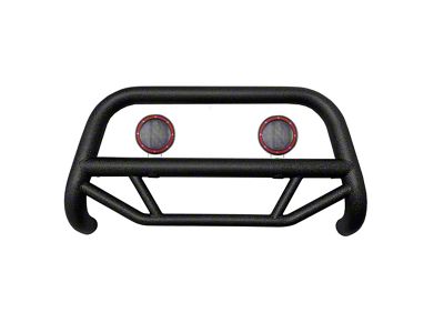 Max T Bull Bar with 5.30-Inch Red Round Flood LED Lights; Textured Black (21-25 Bronco Sport, Excluding Badlands)