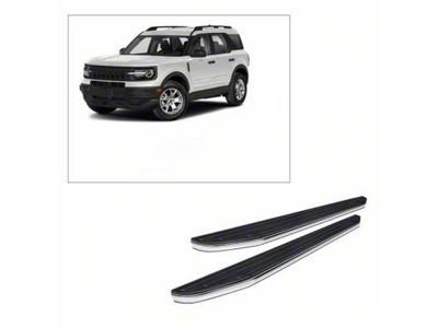 Premium Running Boards; Black with Stainless Steel Trim (21-25 Bronco Sport)