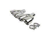 Netami Exhaust Quad Staggered Slant Cut Exhaust Tips; 4-Inch; Chrome Polished (Fits 2.50-Inch Tailpipe)