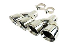 Quad Staggered Slant Cut Exhaust Tips; 4-Inch; Chrome Polished (Fits 3-Inch Tailpipe)