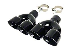 Quad Staggered Slant Cut Exhaust Tips; 4-Inch; Gloss Black (Fits 3-Inch Tailpipe)