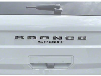 Rear Liftgate Letter Overlays; Reflective Black Topo with Red Outline (21-25 Bronco Sport)