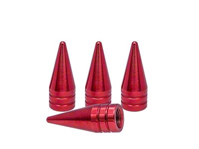 Red Spike Valve Caps; 4-Pack (Universal; Some Adaptation May Be Required)