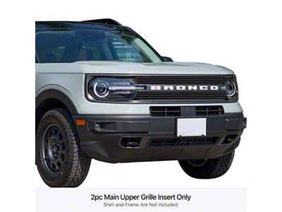Stainless Steel Billet Upper Overlay Grille; Black (21-26 Bronco Sport)