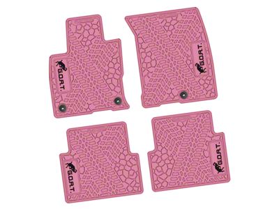 Factory Floorpan Fit Tire Tread/Scorched Earth Scene Front and Rear Floor Mats with Black GOAT Insert; Pink (21-25 Bronco Sport)