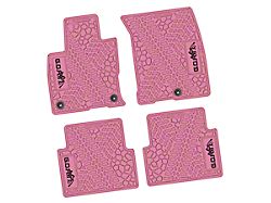 Factory Floorpan Fit Tire Tread/Scorched Earth Scene Front and Rear Floor Mats with Black GOAT/Mountain Insert; Pink (21-25 Bronco Sport)