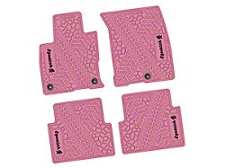 Factory Floorpan Fit Tire Tread/Scorched Earth Scene Front and Rear Floor Mats with Black Squatch Insert; Pink (21-25 Bronco Sport)