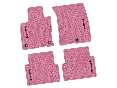 Factory Floorpan Fit Tire Tread/Scorched Earth Scene Front and Rear Floor Mats with Black Squatch Insert; Pink (21-25 Bronco Sport)