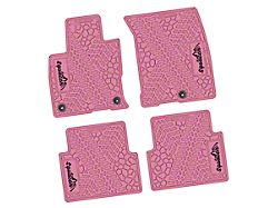 Factory Floorpan Fit Tire Tread/Scorched Earth Scene Front and Rear Floor Mats with Black Squatch/Mountain Insert; Pink (21-26 Bronco Sport)