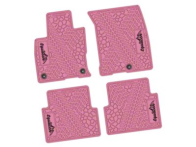 Factory Floorpan Fit Tire Tread/Scorched Earth Scene Front and Rear Floor Mats with Black Squatch/Mountain Insert; Pink (21-25 Bronco Sport)