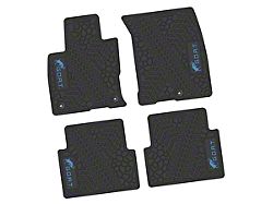 Factory Floorpan Fit Tire Tread/Scorched Earth Scene Front and Rear Floor Mats with Light Blue GOAT Insert; Black (21-25 Bronco Sport)