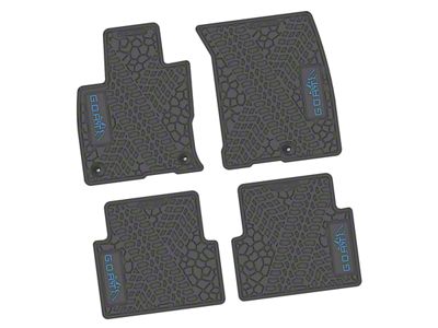 Factory Floorpan Fit Tire Tread/Scorched Earth Scene Front and Rear Floor Mats with Light Blue GOAT/Mountain Insert; Gray (21-25 Bronco Sport)