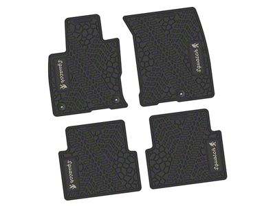 Factory Floorpan Fit Tire Tread/Scorched Earth Scene Front and Rear Floor Mats with Light Gray Squatch Insert; Black (21-25 Bronco Sport)