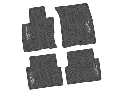 Factory Floorpan Fit Tire Tread/Scorched Earth Scene Front and Rear Floor Mats with Light Gray Squatch/Mountain Insert; Gray (21-25 Bronco Sport)