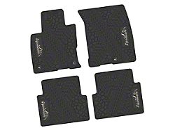 Factory Floorpan Fit Tire Tread/Scorched Earth Scene Front and Rear Floor Mats with Light Gray Squatch/Mountain Insert; Black (21-25 Bronco Sport)