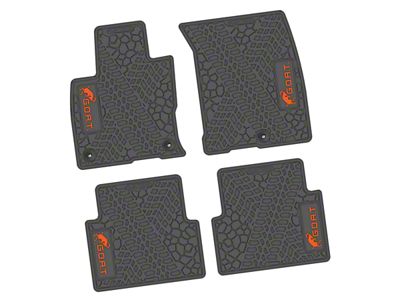 Factory Floorpan Fit Tire Tread/Scorched Earth Scene Front and Rear Floor Mats with Orange GOAT Insert; Gray (21-25 Bronco Sport)