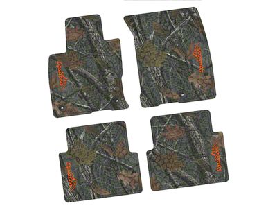 Factory Floorpan Fit Tire Tread/Scorched Earth Scene Front and Rear Floor Mats with Orange Squatch/Mountain Insert; Rugged Woods (21-25 Bronco Sport)