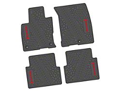 Factory Floorpan Fit Tire Tread/Scorched Earth Scene Front and Rear Floor Mats with Red Squatch Insert; Gray (21-25 Bronco Sport)