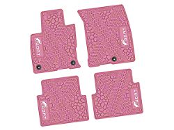 Factory Floorpan Fit Tire Tread/Scorched Earth Scene Front and Rear Floor Mats with White GOAT Insert; Pink (21-25 Bronco Sport)