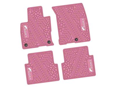 Factory Floorpan Fit Tire Tread/Scorched Earth Scene Front and Rear Floor Mats with White GOAT Insert; Pink (21-25 Bronco Sport)