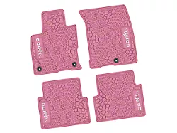Factory Floorpan Fit Tire Tread/Scorched Earth Scene Front and Rear Floor Mats with White GOAT/Mountain Insert; Pink (21-25 Bronco Sport)