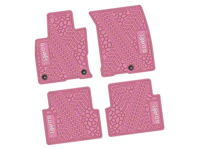 Factory Floorpan Fit Tire Tread/Scorched Earth Scene Front and Rear Floor Mats with White GOAT/Mountain Insert; Pink (21-25 Bronco Sport)