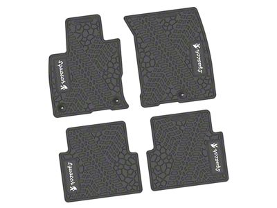 Factory Floorpan Fit Tire Tread/Scorched Earth Scene Front and Rear Floor Mats with White Squatch Insert; Gray (21-25 Bronco Sport)