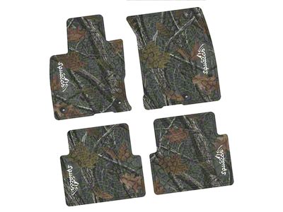 Factory Floorpan Fit Tire Tread/Scorched Earth Scene Front and Rear Floor Mats with White Squatch/Mountain Insert; Rugged Woods (21-25 Bronco Sport)