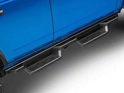 Square Tube Drop Style Nerf Side Step Bars; Matte Black (21-25 Bronco 4-Door)