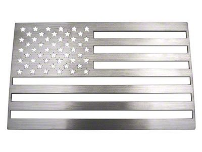 Stainless Steel American Flag Emblem; Brushed (Universal; Some Adaptation May Be Required)