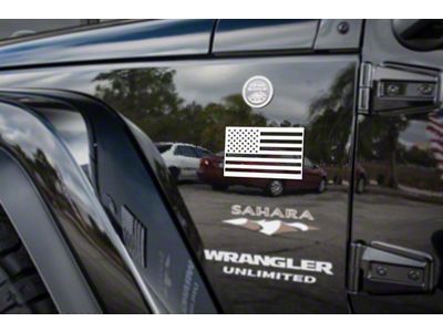 Stainless Steel American Flag Emblem; Brushed with Thin Blue Line (Universal; Some Adaptation May Be Required)