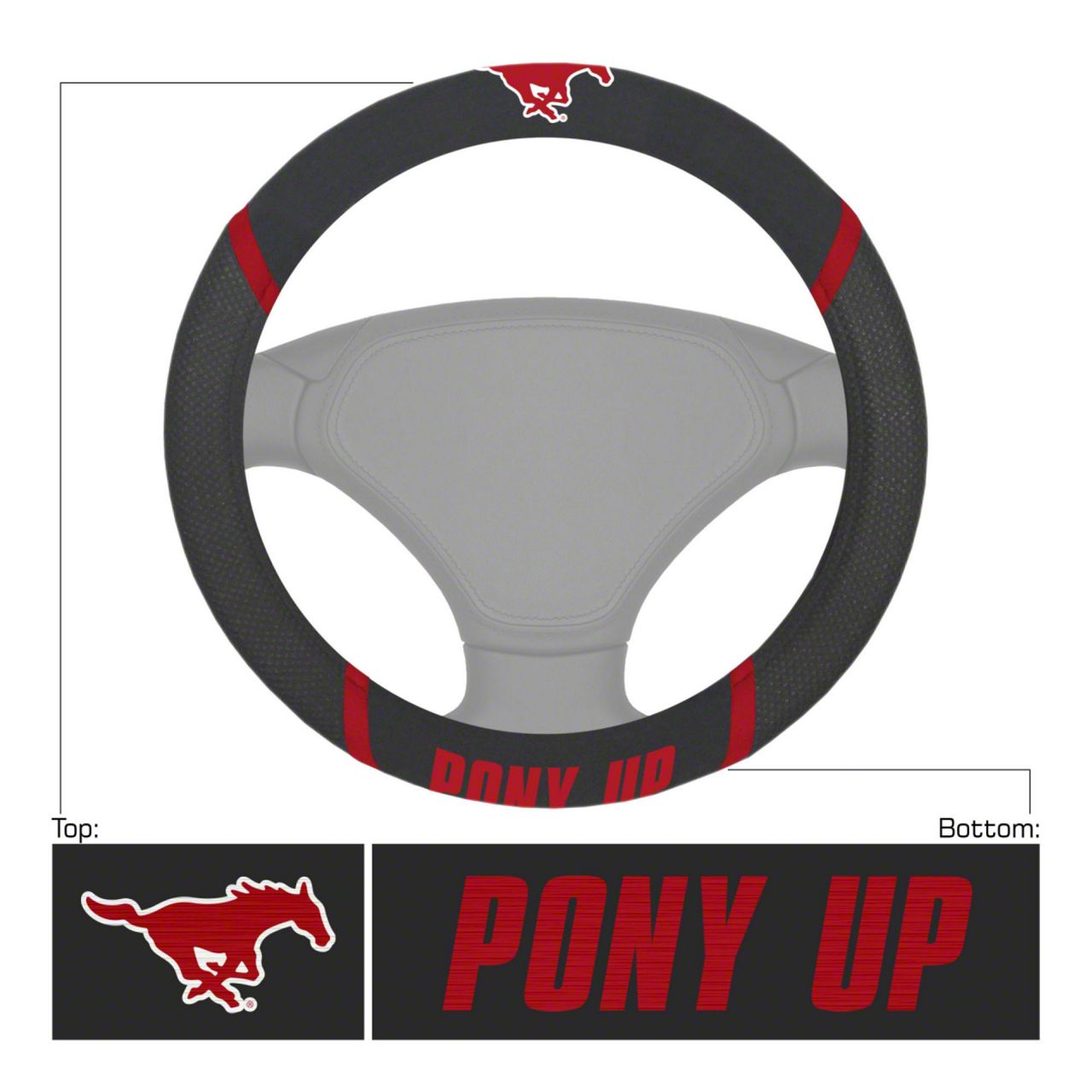 Bronco Steering Wheel Cover with Southern Methodist University Mustang