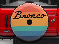 Striped Vintage Bronco Spare Tire Cover with Camera Cutout; Black (21-25 Bronco)