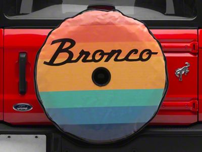 Striped Vintage Bronco Spare Tire Cover with Camera Cutout; Black (21-25 Bronco)