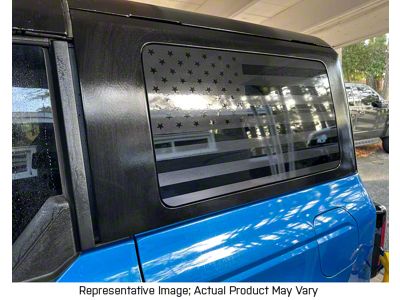 Tattered Quarter Window American Flag Decals; Red (21-25 Bronco w/ Hard Top)