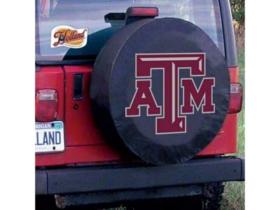 Texas AandM University Spare Tire Cover with Camera Port; Black (21-25 Bronco)