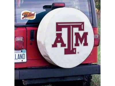 Texas AandM University Spare Tire Cover with Camera Port; White (21-25 Bronco)