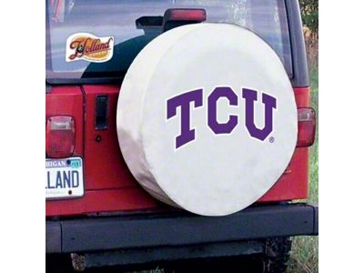 Texas Christian University Spare Tire Cover with Camera Port; White (21-25 Bronco)
