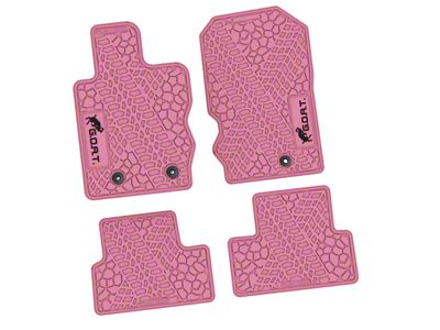 Factory Floorpan Fit Tire Tread/Scorched Earth Scene Front and Rear Floor Mats with Black GOAT Insert; Pink (21-25 Bronco 2-Door)