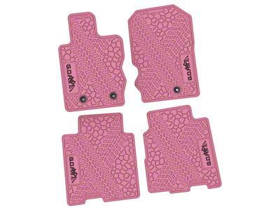 Factory Floorpan Fit Tire Tread/Scorched Earth Scene Front and Rear Floor Mats with Black GOAT/Mountain Insert; Pink (21-25 Bronco 4-Door)