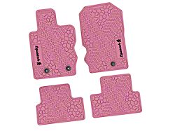Factory Floorpan Fit Tire Tread/Scorched Earth Scene Front and Rear Floor Mats with Black Squatch Insert; Pink (21-25 Bronco 2-Door)