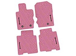 Factory Floorpan Fit Tire Tread/Scorched Earth Scene Front and Rear Floor Mats with Black Squatch Insert; Pink (21-25 Bronco 4-Door)