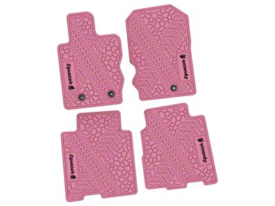Factory Floorpan Fit Tire Tread/Scorched Earth Scene Front and Rear Floor Mats with Black Squatch Insert; Pink (21-25 Bronco 4-Door)