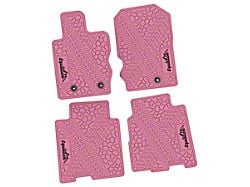Factory Floorpan Fit Tire Tread/Scorched Earth Scene Front and Rear Floor Mats with Black Squatch/Mountain Insert; Pink (21-25 Bronco 4-Door)